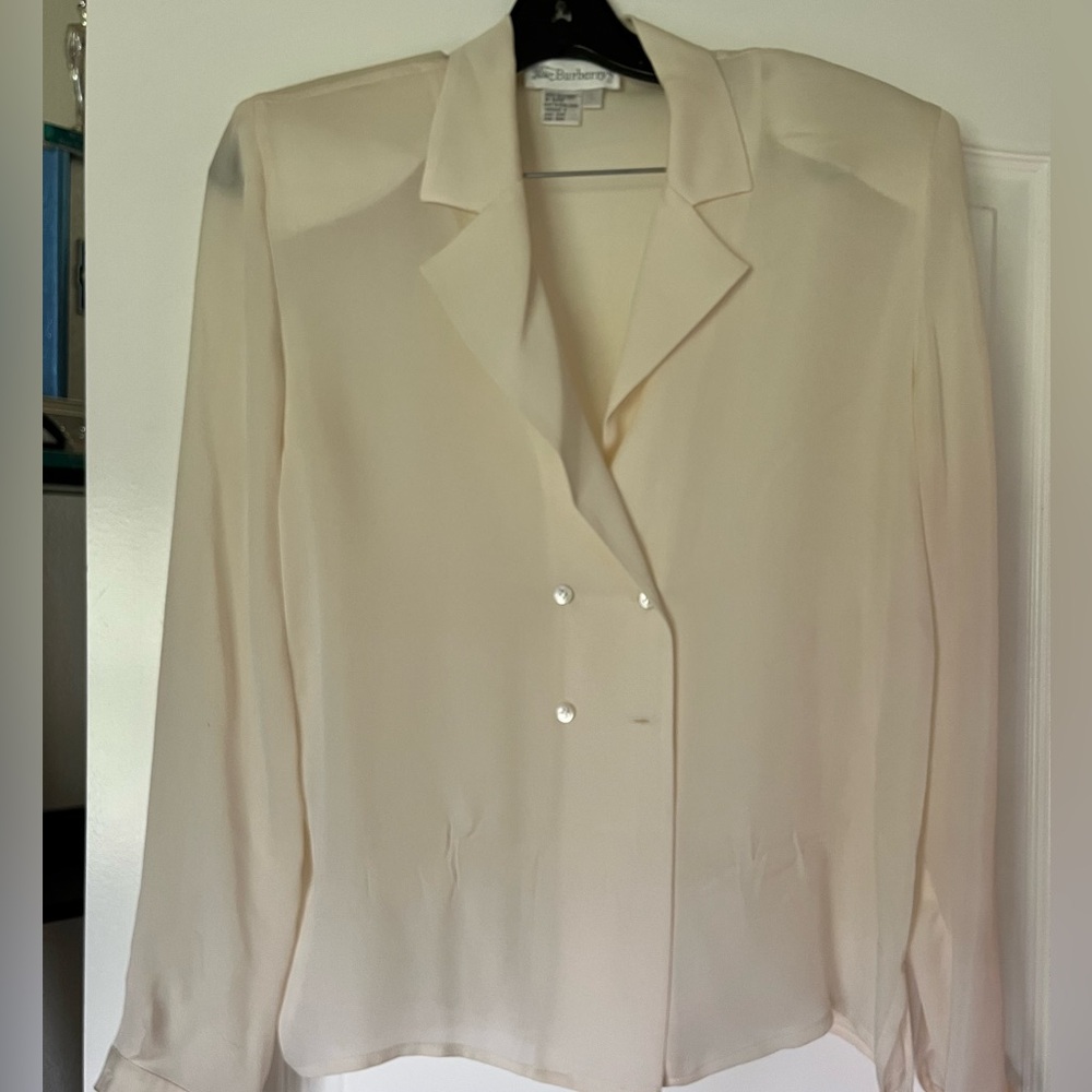 Burberry Cream Double-Breasted Blazer